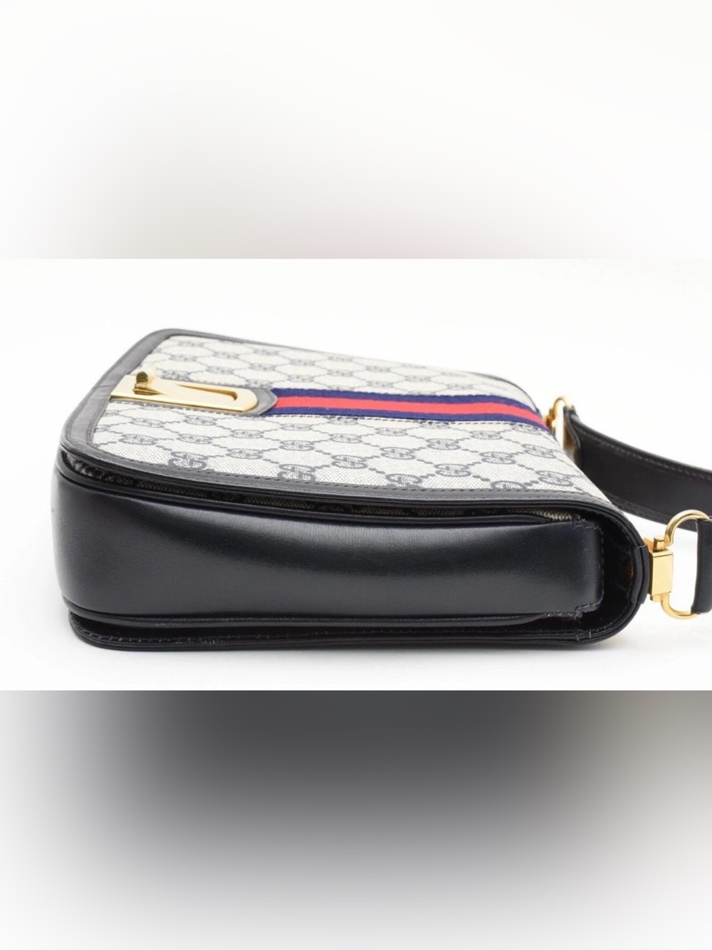 Gucci GG Supreme Canvas Shoulder Bag with Red and Navy Web Stripe Rare Vintage - Picture 5 of 12